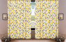 DaDa Bedding Set of 2 Botanical Floral Window Curtain Panels - Natural Semi Sheer Yellow Fleur Golden Orange Spring Time Tulips Straight Tailored Edge