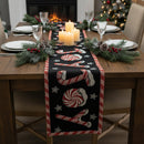 DaDa Bedding Peppermint Joy Red Black Holiday Tapestry Dining Table Runner (12904)