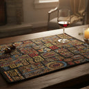 DaDa Bedding Set of 4-Pieces Ethnic Ornaments Geometric Black Tapestry Dining Placemats 13” x 19” (18118)