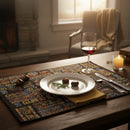 DaDa Bedding Set of 4-Pieces Ethnic Ornaments Geometric Black Tapestry Dining Placemats 13” x 19” (18118)