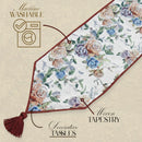 DaDa Bedding Vintage Romantic Roses Lovely Pink Floral Woven Tapestry Dining Table Runner (879)