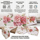 DaDa Bedding Romantic Roses Pink White Lovely Floral Quilted Dining Table Runner (879) by DaDalogy Bedding Collection