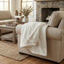 DaDa Bedding Luxury White Roses Fluffy Soft Sherpa Backside Faux Fur Throw Blanket (K11) by DaDalogy Bedding Collection