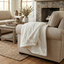 DaDa Bedding Luxury White Roses Fluffy Soft Sherpa Backside Faux Fur Throw Blanket (K11)