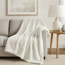 DaDa Bedding Luxury White Roses Fluffy Soft Sherpa Backside Faux Fur Throw Blanket (K11) by DaDalogy Bedding Collection