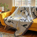 DaDa Bedding Yellow Fleur Botanical Sunshine Golden Floral Woven Tapestry Throw Blanket - 50” x 60” (18112) by DaDalogy Bedding Collection
