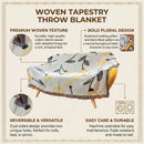 DaDa Bedding Yellow Fleur Botanical Sunshine Golden Floral Woven Tapestry Throw Blanket - 50” x 60” (18112) by DaDalogy Bedding Collection