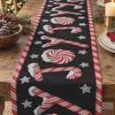 DaDa Bedding Peppermint Joy Red Black Holiday Tapestry Dining Table Runner (12904)