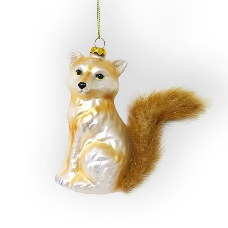 Woodland Fox Glass Christmas Ornament