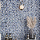 Gray Blue 12x12 Glossy Foiled Square Glass Resin Stone Mosaic Tile (5 pack, 4.75 sq ft/case)