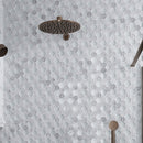 White 12x12 Polished Etched Hexagon Bianco Carrara Glass Marble Mosaic Tile (5 pack, 4.92 sq ft/case)