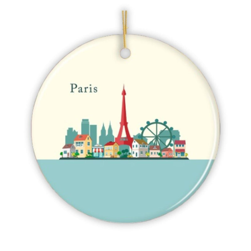 Paris Christmas Ornament, Landmarks in France Illustration