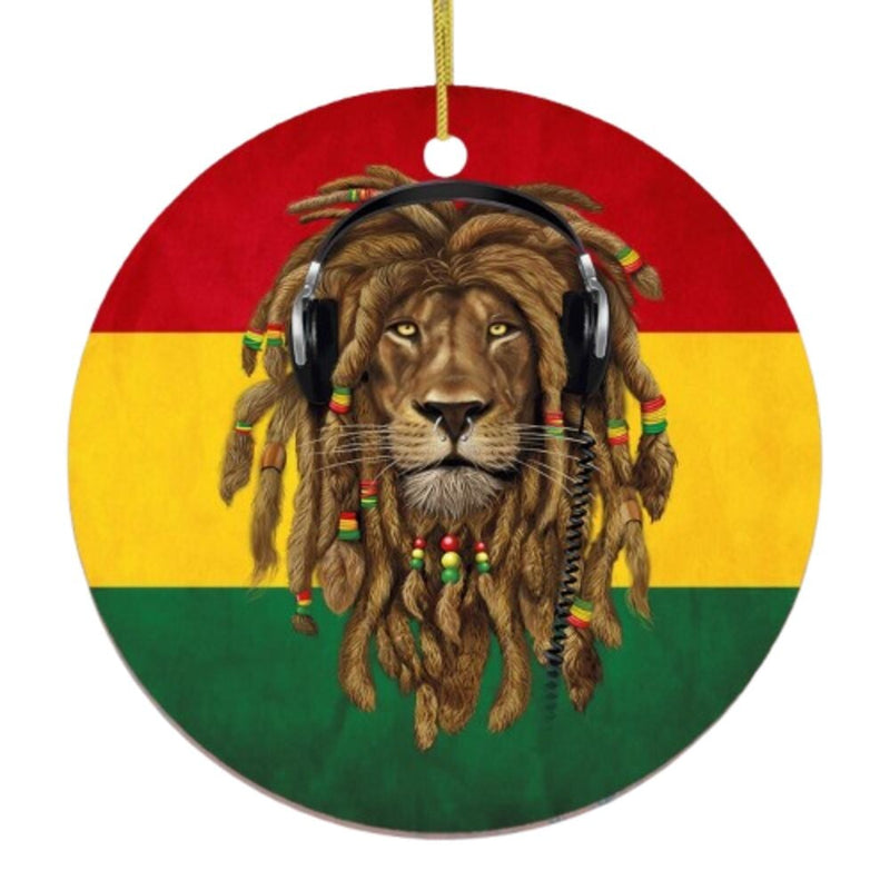 Reggae Lion Ornament, Jamaican Christmas Decoration, Reggae Music Flag