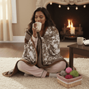 DaDa Bedding Elegant Twilight Lavender Brown Floral Flannel Mink Fleece Throw Blanket (XY9879)