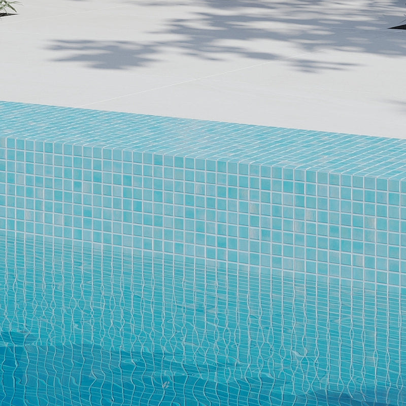 Cyan Blue 12x12 Uniform Square Glossy Glass Mosaic Tile (20 pack, 20 sq ft/case)