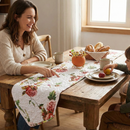 DaDa Bedding Romantic Roses Pink White Lovely Floral Quilted Dining Table Runner (879)