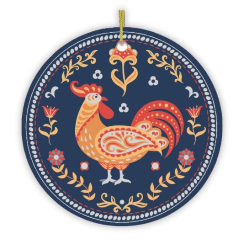 Scandinavian Folk Rooster Ornament