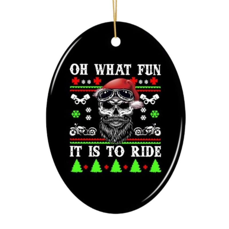 Biker Skull Santa Christmas Ornament