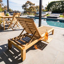 Cancun Natural Teak Outdoor Chaise Lounger with Side Table by NORDICTEAK.COM