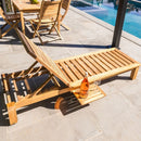 Cancun Natural Teak Outdoor Chaise Lounger with Side Table by NORDICTEAK.COM