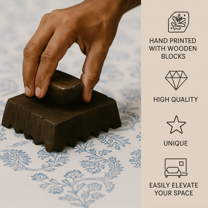 Sabine Floral Block Printed Pillow Cover | Green