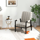 Upholstered Accent Chair with Rubber Wood Frame for Living Room-Beige by DirectDeals