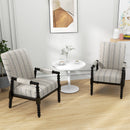 Upholstered Accent Chair with Rubber Wood Frame for Living Room-Beige by DirectDeals