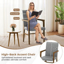 Upholstered Accent Chairs Set of 2 with High Back and Solid Wooden Frame-Gray by LJGDeals