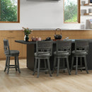 26" Counter Height Bar Chair with Wooden Frame Swivel Seat and Footrest for Pub Bar Restaurant by LJGDeals