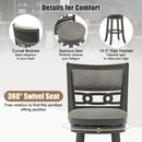 26" Counter Height Bar Chair with Wooden Frame Swivel Seat and Footrest for Pub Bar Restaurant by DirectDeals