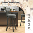 26" Counter Height Bar Chair with Wooden Frame Swivel Seat and Footrest for Pub Bar Restaurant by LJGDeals