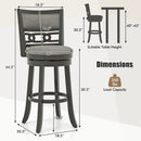 26" Counter Height Bar Chair with Wooden Frame Swivel Seat and Footrest for Pub Bar Restaurant by LJGDeals