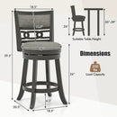 26" Counter Height Bar Chair with Wooden Frame Swivel Seat and Footrest for Pub Bar Restaurant by LJGDeals