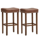 Upholstered Bar Stools Set of 2 with Footrests for Counter by DirectDeals