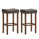 Upholstered Bar Stools Set of 2 with Footrests for Counter by DirectDeals