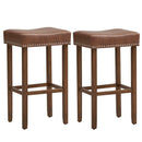Upholstered Bar Stools Set of 2 with Footrests for Counter by LJGDeals