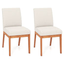 Upholstered Dining Chairs Set of 2 Kitchen Armless Side Chairs with Rubber Wood Legs-Beige by LJGDeals