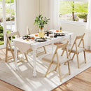 Folding Upholstered Dining Chair Set of 4 with Curved Backrest by LJGDeals