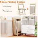 Folding Upholstered Dining Chair Set of 4 with Curved Backrest by LJGDeals