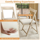 Folding Upholstered Dining Chair Set of 4 with Curved Backrest by LJGDeals