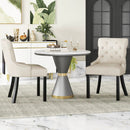 Upholstered Dining Chairs Set of 2 Tufted Wingback Chairs with Rubber Wood Legs by LJGDeals