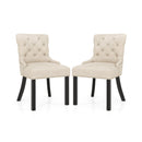 Upholstered Dining Chairs Set of 2 Tufted Wingback Chairs with Rubber Wood Legs by DirectDeals