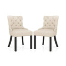 Upholstered Dining Chairs Set of 2 Tufted Wingback Chairs with Rubber Wood Legs by LJGDeals