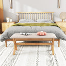 Upholstered Entryway Bench Rubber Wood Bench with Thick Padded Seat-Natural by LJGDeals