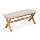 Upholstered Entryway Bench Rubber Wood Bench with Thick Padded Seat-Natural by LJGDeals