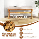 Upholstered Entryway Bench Rubber Wood Bench with Thick Padded Seat-Natural by LJGDeals