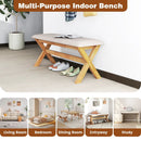 Upholstered Entryway Bench Rubber Wood Bench with Thick Padded Seat-Natural by LJGDeals