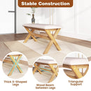 Upholstered Entryway Bench Rubber Wood Bench with Thick Padded Seat-Natural by LJGDeals