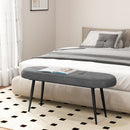 47 Inch Upholstered Entryway Bench with Heavy-duty Metal Frame-Gray