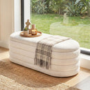 Upholstered Fabric Storage Ottoman Bench for End of Bed with 2 Struts-White by LJGDeals